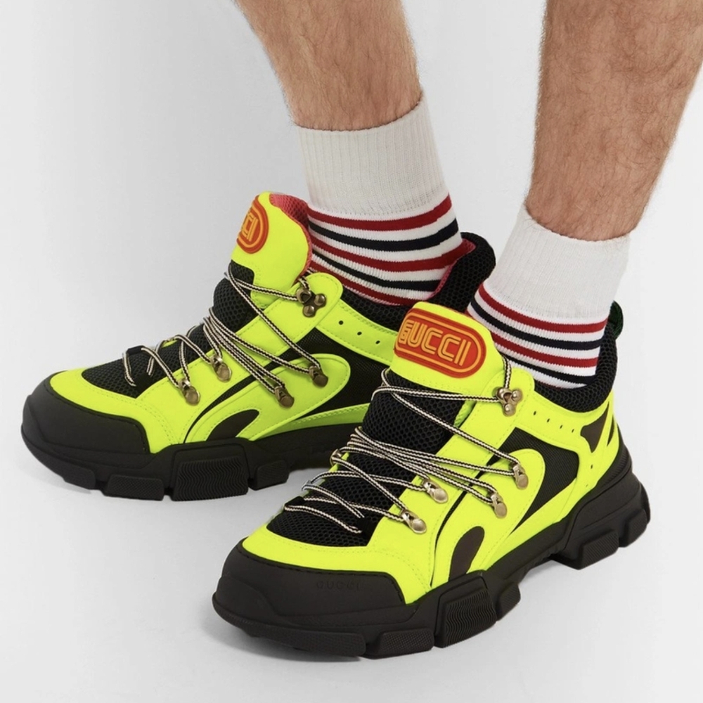 Gucci - Flashtrek Reflective Rubber, Leather and Mesh Sneakers - Yellow